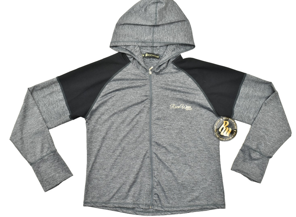 Rocawear Sport Women's 3XL Gray Black Full Zip Hoodie Lightweight Jacket NEW